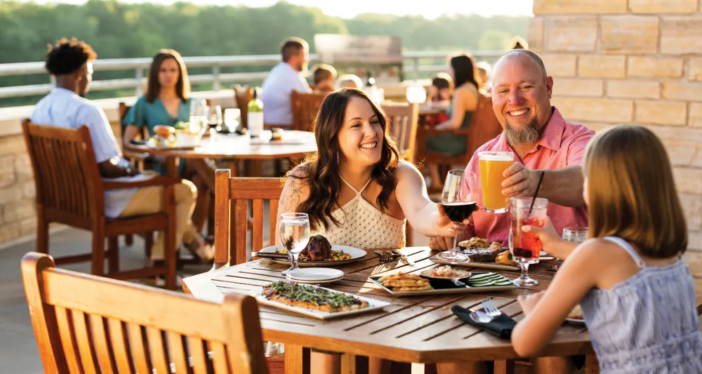 Family eating at timbers