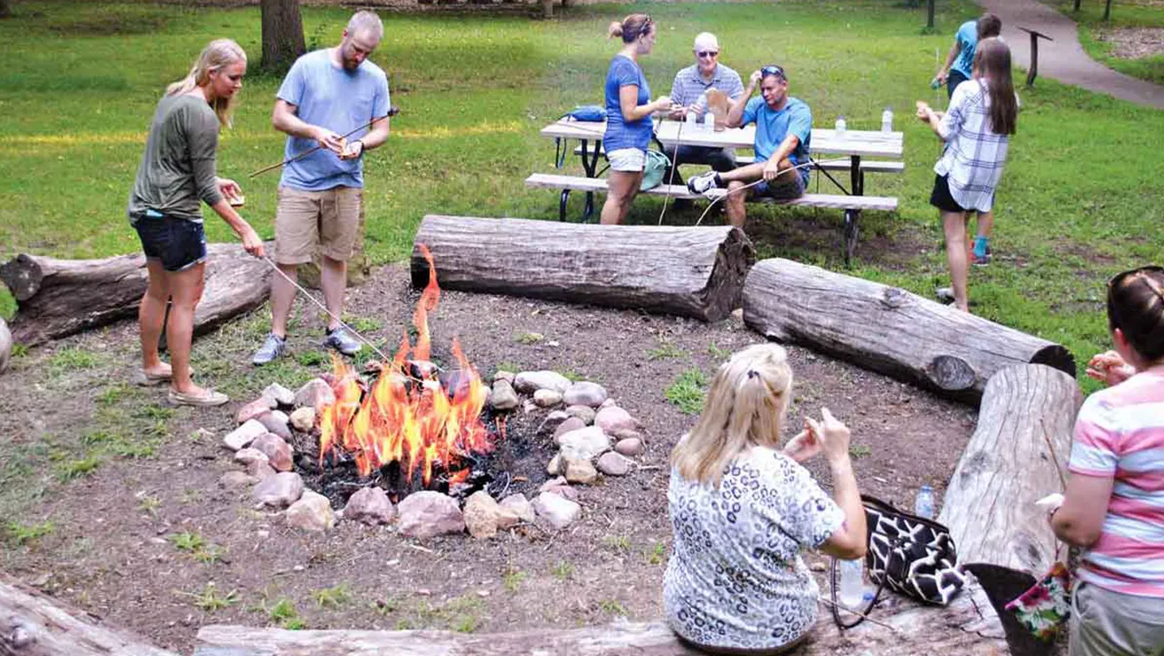 People around campfire