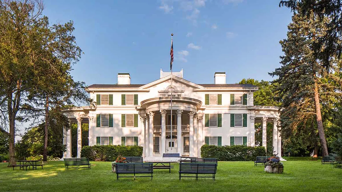 View of Arbor Lodge and the lawn