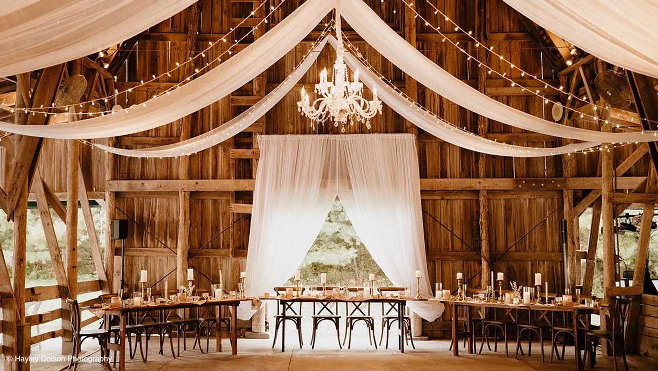 Wedding Reception inside barn