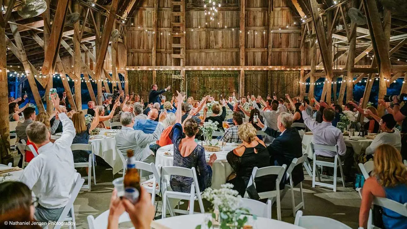 Wedding Reception Toast in Barn