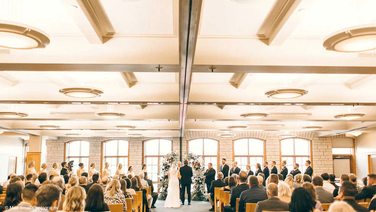 Indoor Wedding Ceremony at Lied Lodge