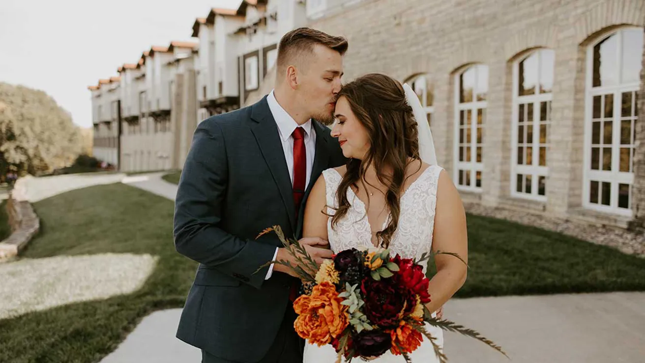 Couple outside of Lied Lodge